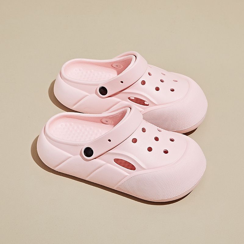 Cool Slippers Women's Thick-soled Bag Head Thick-soled Heightening Shoes Half-drag Hole Shoes Are Comfortable And Casual_vogvips.com