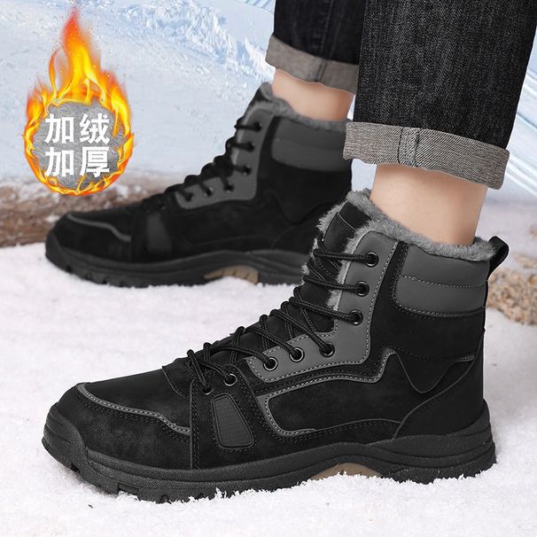 Winter Men's Sports Korean Version Trendy High-Top Casual Fleece-Lined Snow Boots Men's Martin Boots Versatile Trendy Sh_vogvips.com