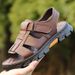 Loveontop Men's New Beach Shoes Cowhide Slippers Outdoor Non-slip Thick-soled Leather Sandals For Me_vogvips.com