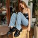 Platform Sole Women's Leather Shoes 2025 Spring New Cowhide Casual Daily Wear Height Increasing Rhinestone Niche Loafers_vogvips.com