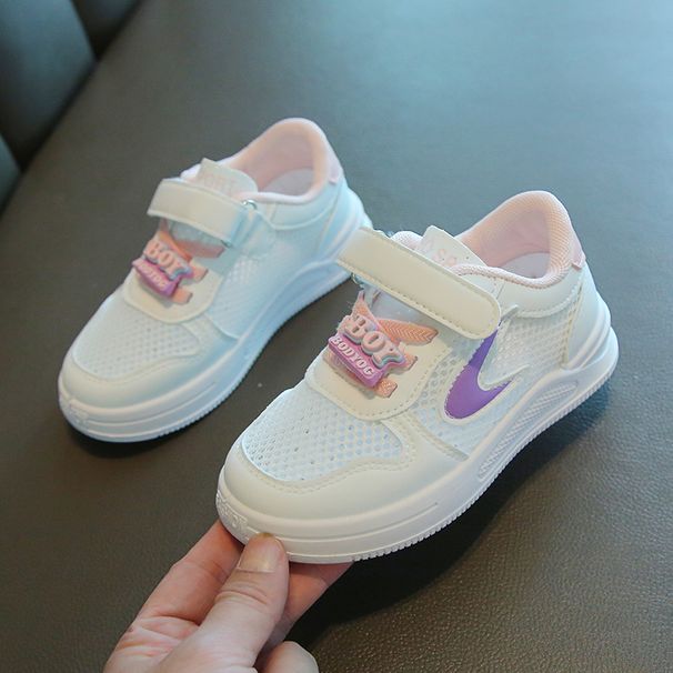 Spring And Autumn Leather Girl Breathable Kids Sneaker_vogvips.com