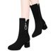 2025 New Over-the-Knee Mid-Calf For Women, Autumn And Winter Fashion, Fleece-Lined, Warm, Suede Leather, Mid-Heel Martin_vogvips.com