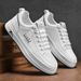 Men's Breathable Casual Sneakers - Lightweight Slip-On White Shoes For Summer, Fashionable Low-Top Lace-Up Loafers With Comfortable EVA Insole_vogvips.com
