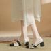 Xiaoxiangfeng Medium Thick Heeled Mary Jane 2025 New Color Blocked One Button High Heels Rhinestone Square Toe Spring_vogvips.com
