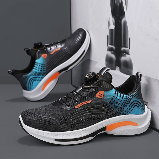 Men's Shoes Rotating Button Mesh Sports Shoes Soft Soled Shock-absorbing Casual Running Shoes Teenagers' Outdoor Trendy Shoes_vogvips.com