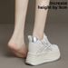 Thick Sole Hidden Heel 9cm Height Increase High-End Feel Silver White Sneakers For Women 2025 Autumn New Small Size_vogvips.com