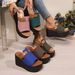 Women's Color Block Wedge Sandals Platform Summer Style Size Inclusivity 34-43_vogvips.com