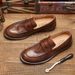Euro Step British Style Penny Loafers First Layer Cowhide Moccasins Handmade Men's Slip-On Lazy Casual Leather Shoes_vogvips.com