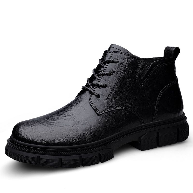 Thick-soled High-top Retro Martin Boots Burst Waterproof Short Boots Outdoor Tooling Boots Leather Boots Men's Shoes_vogvips.com