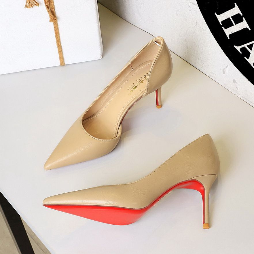Pointed Thin Heels Women's Shoes Shallow Mouth Side Hollow High Heels Pedicure One Pedicure High Heels Single Shoes_vogvips.com