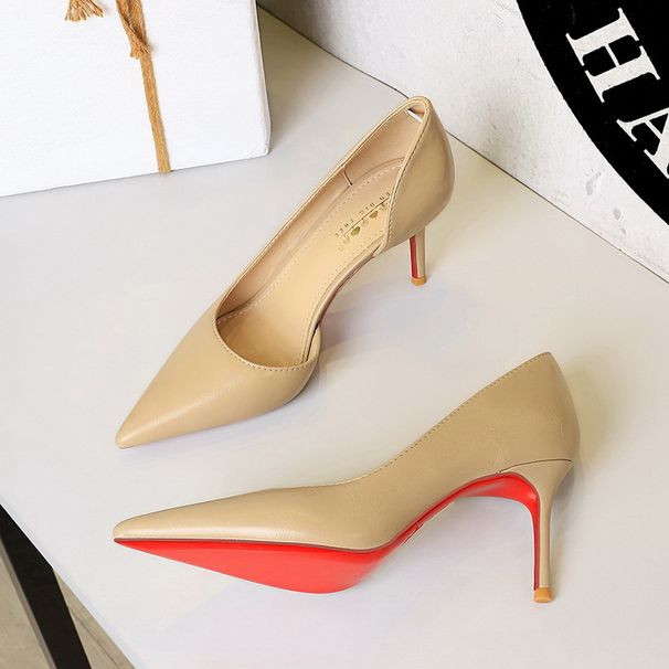 Pointed Thin Heels Women's Shoes Shallow Mouth Side Hollow High Heels Pedicure One Pedicure High Heels Single Shoes_vogvips.com