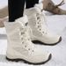 Women's Winter Snow Boots With Fleece Lining, Non-Slip TPU Sole, Mid-Calf Height For Warmth And Traction In Cold Weather Travel Warm Cotton Shoes_vogvips.com