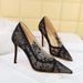 1963-8 European American Style Party Sexy Stiletto Pointed High-heeled Shoes For Women With Mesh, Hollow Lace, And_vogvips.com