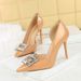 638-K50 Fashion Socialite Pointed High Heels Patent Leather Shiny Surface Fine Order Rhinestone Shallow Mouth_vogvips.com