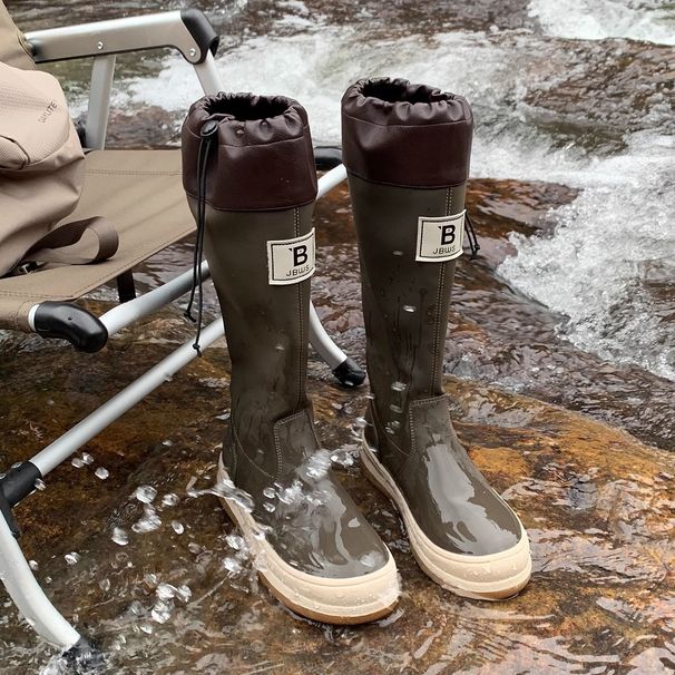 Women's Waterproof Rain Boots Knee High Riding Boots With Side Zipper Non-Slip Rubber Sole Comfortable Round Toe Boots For Outdoor Hiking Walking_vogvips.com