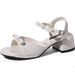 Fairy-style French Bow Chunky Heel Sandals Women, 2026 Summer New Model, Suitable For Pairing With Skirts, High-heeled_vogvips.com