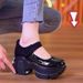 Mary Jane Shoes Women's Single Shoes Round Head Platform Small Leather Shoes High Heel Shallow Mouth Muffin Shoes_vogvips.com
