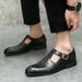 Business Casual Sandals Men's Summer Plus Size Black Buckle Breathable Leather Shoes_vogvips.com