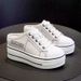 Height Enhancing Canvas Shoes For Women New Version Of Casual Sneakers Small Letter Platform Thick Soled Single Shoes_vogvips.com