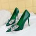 Women's Elegant Pointed Toe High Heel Pumps With Rhinestone Bow Detail - Ultra High Stiletto Heels For Parties & Evening Events_vogvips.com