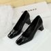 5293 Style Women's Shoes, Thick Mid Heel, Shallow Mouth Splicing, Square Toe, Versatile And Fashionable Banquets, New_vogvips.com