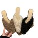 Design Sense Niche Temperament Pointed Toe Half French High Heels Furry Autumn Winter Outdoor Women's Shoes Slippers_vogvips.com