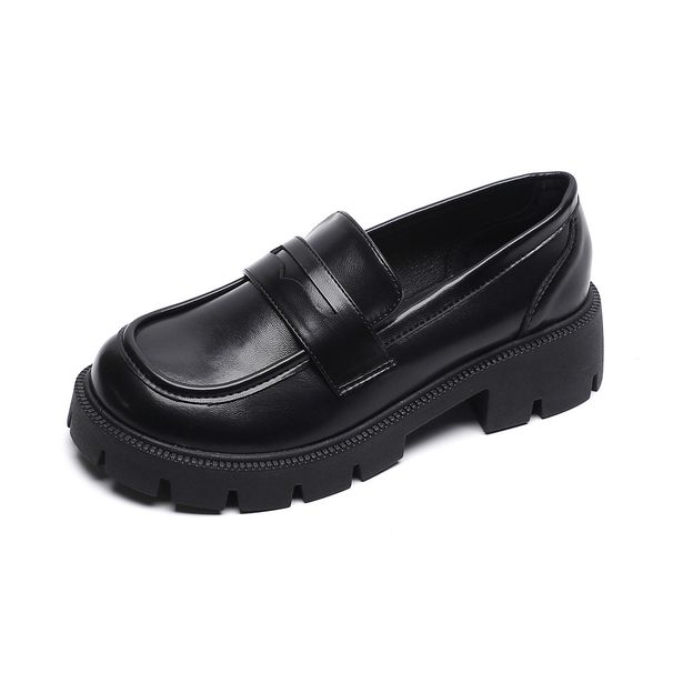 Small Thick-soled Leather Shoes For Women, Black Retro Loafers, Soft-soled Commuter Work Shoes_vogvips.com