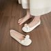 Bow Ballet Single Shoes Women's Shallow Mouth Flat-bottomed French Silver One-Pedal Beanie Shoes_vogvips.com