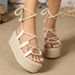 Women's Shoes Ladies Summer Fashion New Niche Strappy Lace Up Platform Sandals_vogvips.com