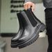 Heightening Cigarette Leather Boots Sleeping Locomotive Boots Skinny Chelsea Boots_vogvips.com