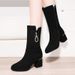 2025 New Over-the-Knee Mid-Calf For Women, Autumn And Winter Fashion, Fleece-Lined, Warm, Suede Leather, Mid-Heel Martin_vogvips.com