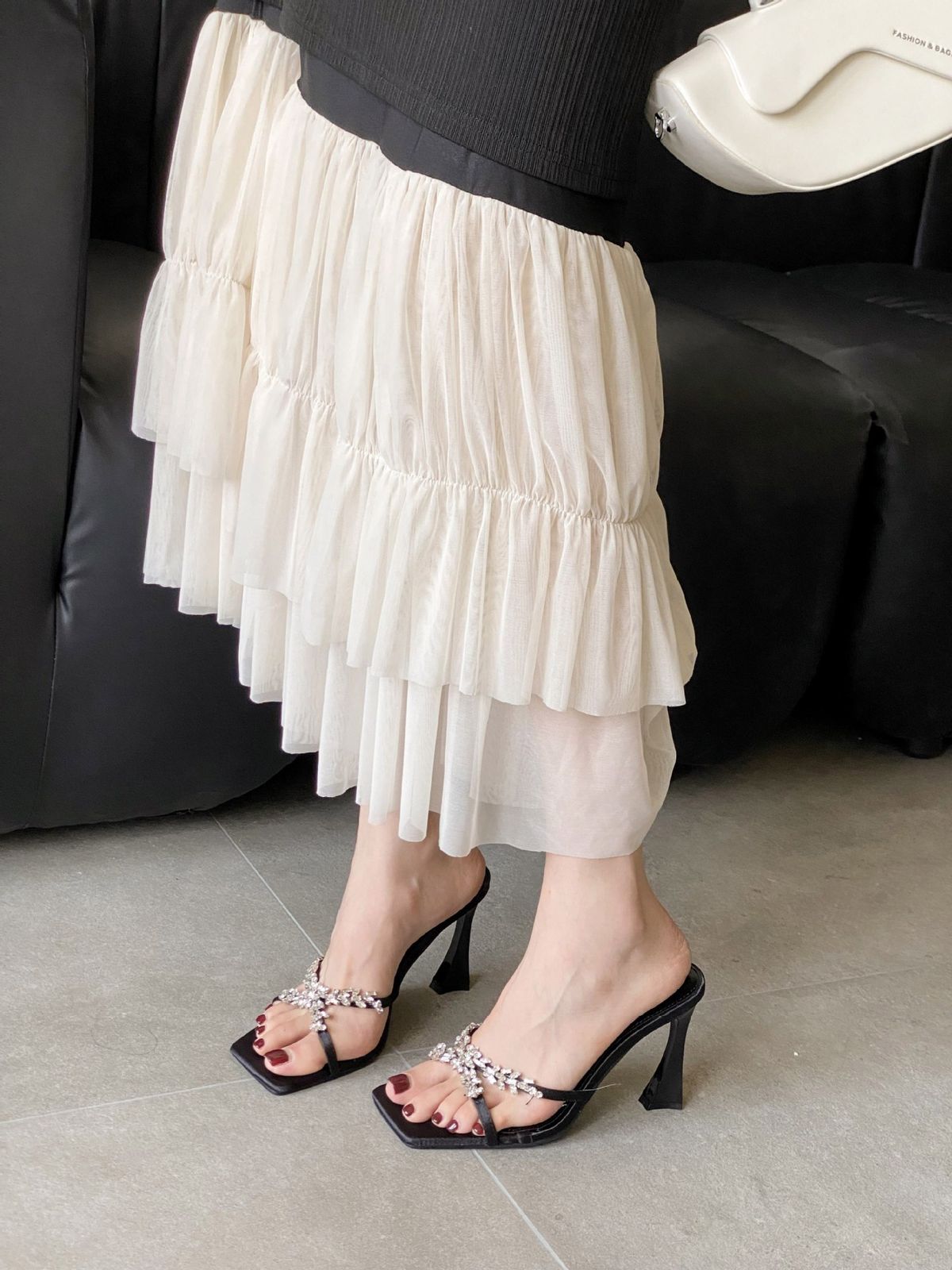 2025 Spring New Square Stiletto High Heels Elegant Slimming French Fashion Sexy Exquisite Open Toe Women's Slippers_vogvips.com