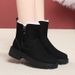 Soft Soled Leather Shoes, Thick Heels, Short Boots, Cotton Shoes With Plush Insulation, Women's Snow Boots_vogvips.com