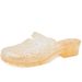 Fashionable Internet Celebrity Height-increasing Mid-heel Closed-toe Mules For Women, Summer Crystal Jelly Hollow_vogvips.com