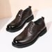 Euro Step Brogue Casual For Men Spring Genuine Leather Wide Feet Big Toe British Style Men's Outdoor Work Trendy Shoes_vogvips.com