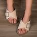 High-grade Soft Bottom Simple Stylish Flat Everything Temperament Comfortable Square Button Sandals_vogvips.com