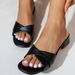 large-size Square-heeled Trendy Korean-style One-strap Slippers, Women's Artistic And Stylish Outdoor_vogvips.com