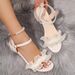 Korean-style Plus-size 2026 Summer New Lace Chunky Heel Open-toe Strap High-heeled Sandals Cross-border Women's Shoes_vogvips.com