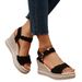 New Rhinestones One-line Buckle High-heeled Sandals Comfortable Women's Sandals_vogvips.com