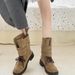 ShouShou Autumn Winter 2025 New Short British Style Chunky Heel Motorcycle Martin Women Thick Sole Mid-Calf Boots_vogvips.com