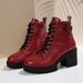 Women's British Style High Heeled Fashion Boots Side Zipper Platform Chunky Heel Plus Size Belt Buckle Martin Boots Autumn_vogvips.com