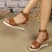 Women's Versatile Casual Plus Size Wedge Sandals Peep Toe Platform High Heels Woven_vogvips.com