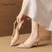 Qianluhui Urban White-collar Fine-heeled Pointed Toe Backless Sandals Patent Leather Twisted Knot Elegant Commuting_vogvips.com