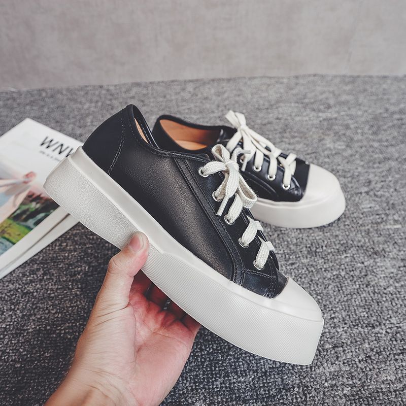 Women's Shoes Chunky Platform Lace-Up Shoes - Comfortable & Stylish Slip-On Sneakers With Cushioned Insole, Breathable Lining & Non-Slip Rubber Sole_vogvips.com