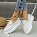 SHLIANG Large Size Thick Heel Slip-On Loafers Women's Retro Round Toe Casual Slope Heel Bean Bean Shoes Comfortable Breathable Rubber V0157_vogvips.com