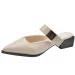 Multi Colors Single Strap Pointed Toe Mule Flats Women Leather Slip On Casual Office Sandals_vogvips.com