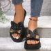 Summer Women's Slippers With Bowknot, Thick Sole, Versatile Platform Sandals, Fashionable Outdoor Slippers, Beach Shoes_vogvips.com