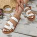 Women's Solid Color Lightweight Flat Slip On Walking Slides, Comfort Beach Slides_vogvips.com