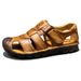 Men's High-End Genuine Leather Breathable Summer New Closed-Toe Clogs With Soft Rubber Sole, Wear-Resistant And Non-Slip_vogvips.com