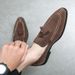 Suitable For All Seasons British Style Casual Slip-On Pointed Toe Leather Shoes For Men Summer Korean Version Suede Tassel Hair Stylist Loafers_vogvips.com